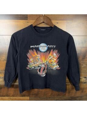 Y2K Mario Kart Wii Nintendo Youth Long Sleeve Shirt Mario Donkey Kong Bowser
